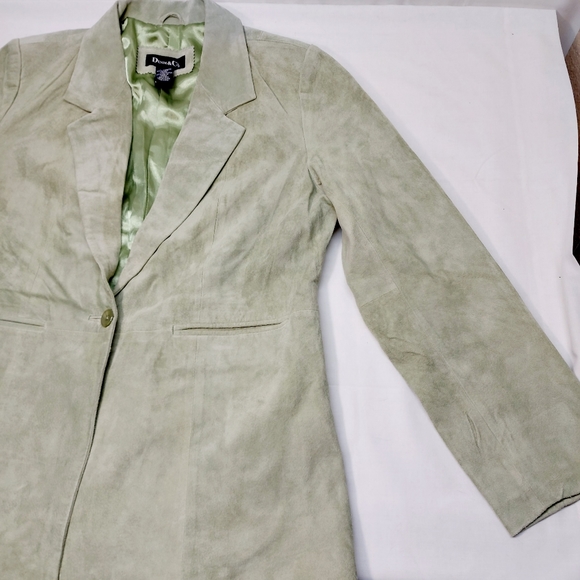 * Blazer womens large 100% leather with silky liner lapel collar pockets - Picture 10 of 11